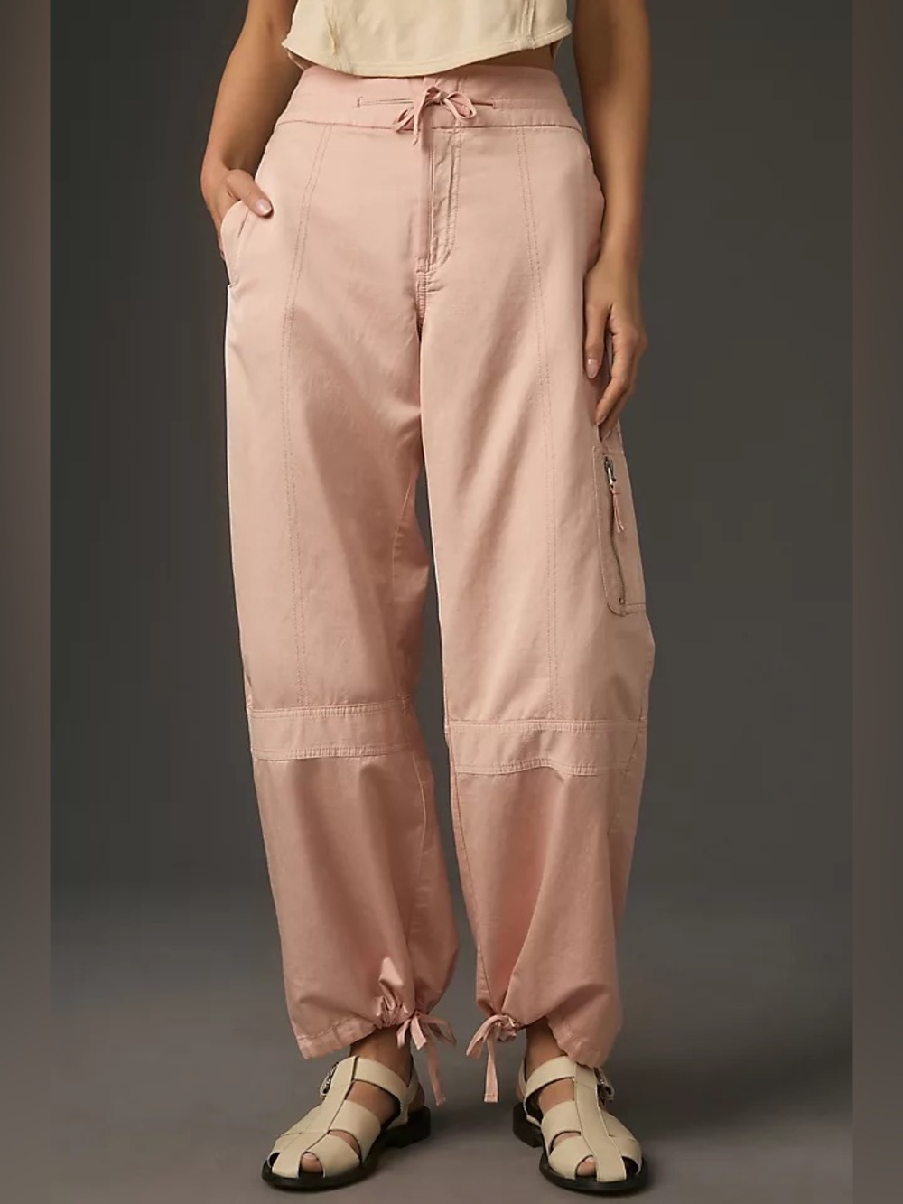 New! Anthropologie Pilcro Pink Satin Parachute Wide Leg & Jogger Pants 🎀 size 25 - Picture 3 of 10